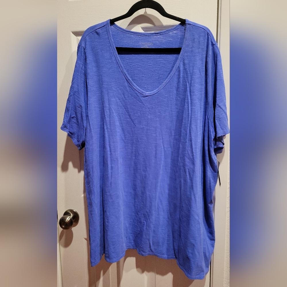 3X NWT Catherines Blue Short Sleeve V-Neck Tee